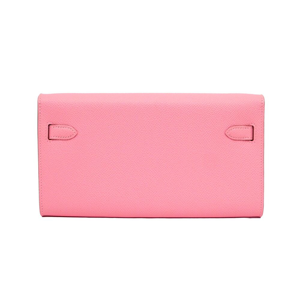 Hermes Kelly Wallet Long to Go Rose Confetti Silver Epsom Leather — view 2