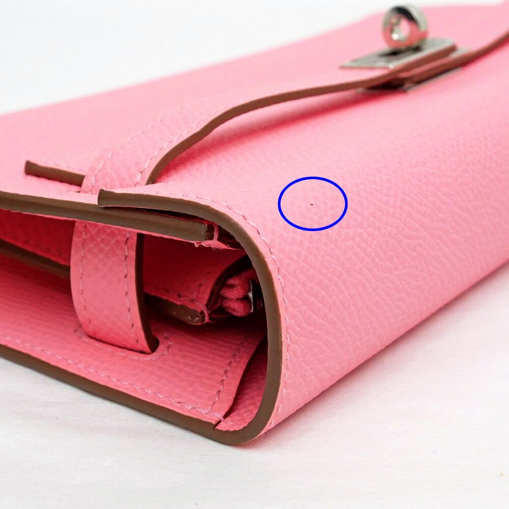 Hermes Kelly Wallet Long to Go Rose Confetti Silver Epsom Leather — view 5