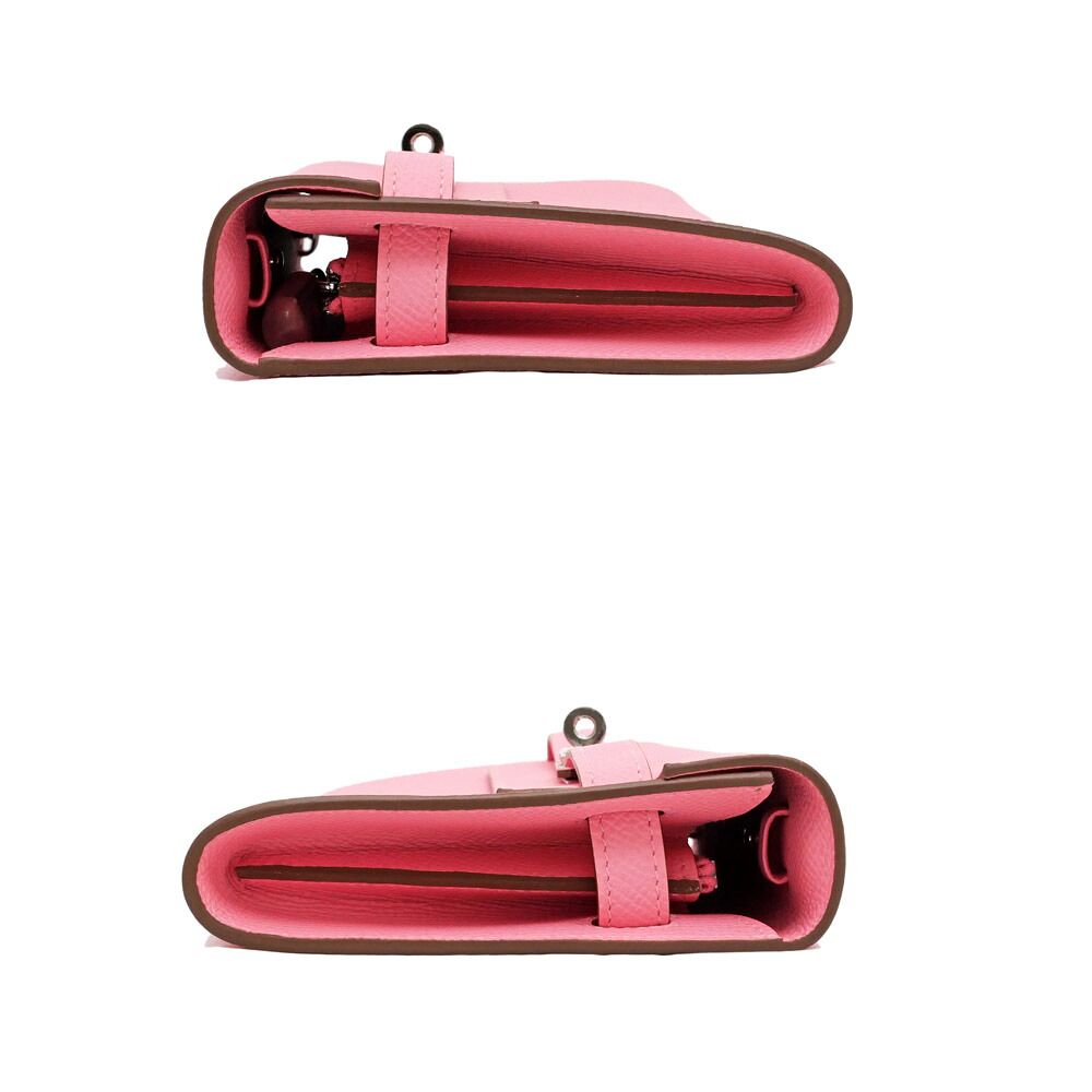 Hermes Kelly Wallet Long to Go Rose Confetti Silver Epsom Leather — view 3
