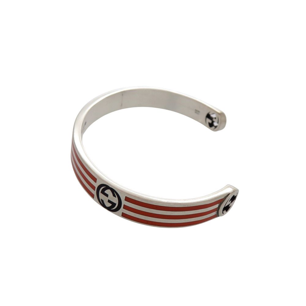 Gucci Adidas Collaboration 925 Sterling Silver Orange Bangle Bracelet — view 4