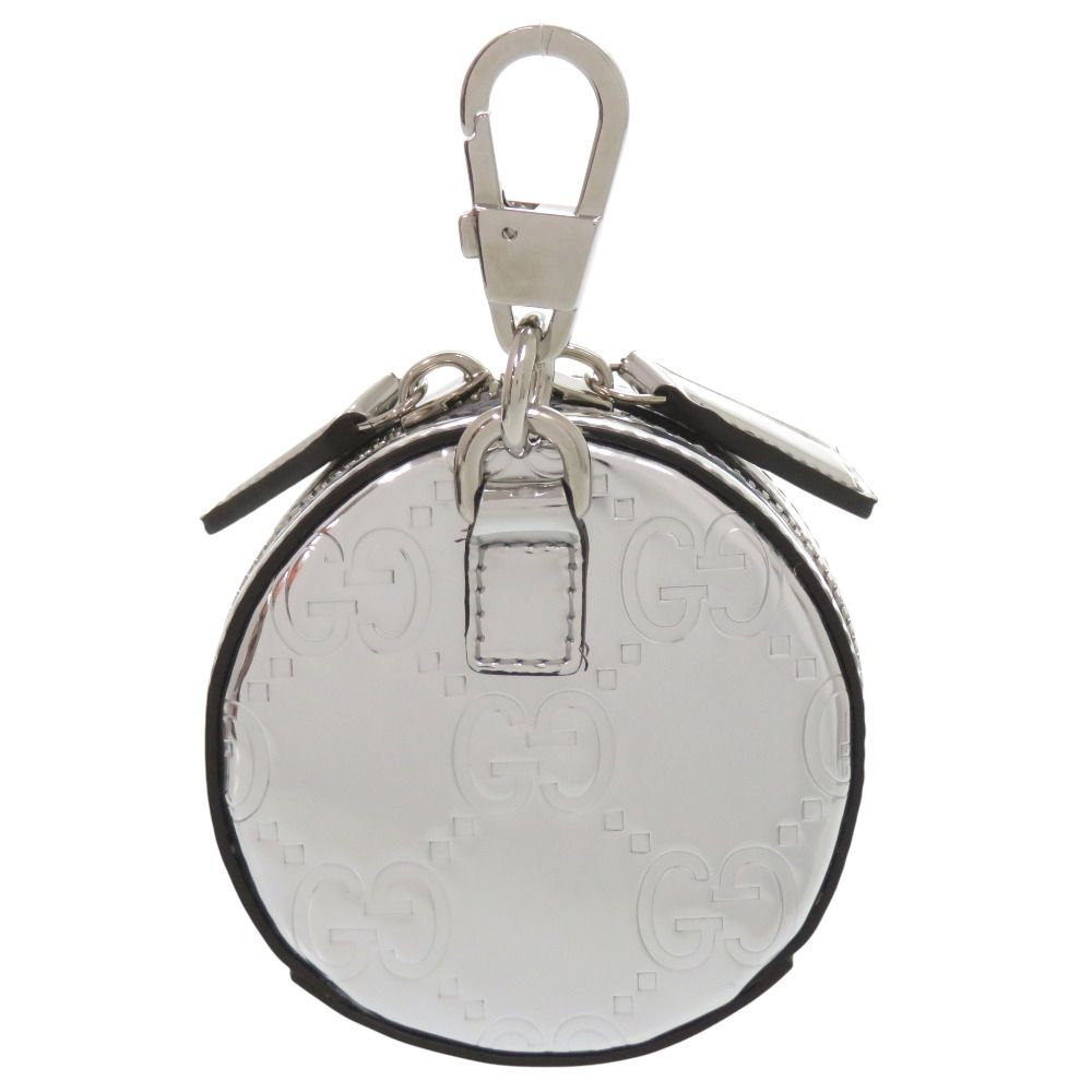 Gucci GG Embossed Pouch Key Holder Charm Silver Keychain — view 3