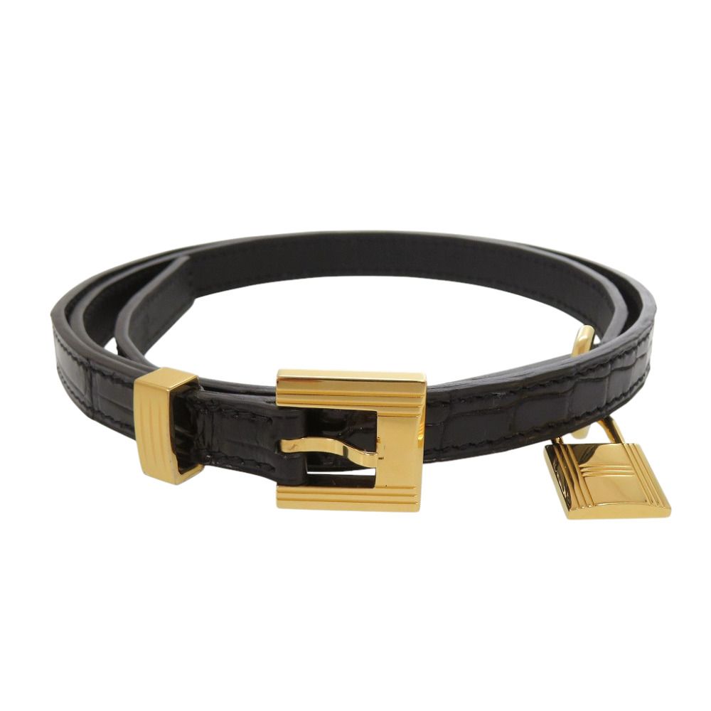 Hermes Lucky Belt Porosus Black