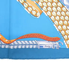 Hermes Carre 90 Ceintures Et Liens Silk Blue Scarf — view 5
