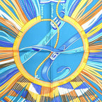 Hermes Carre 90 Ceintures Et Liens Silk Blue Scarf — view 4