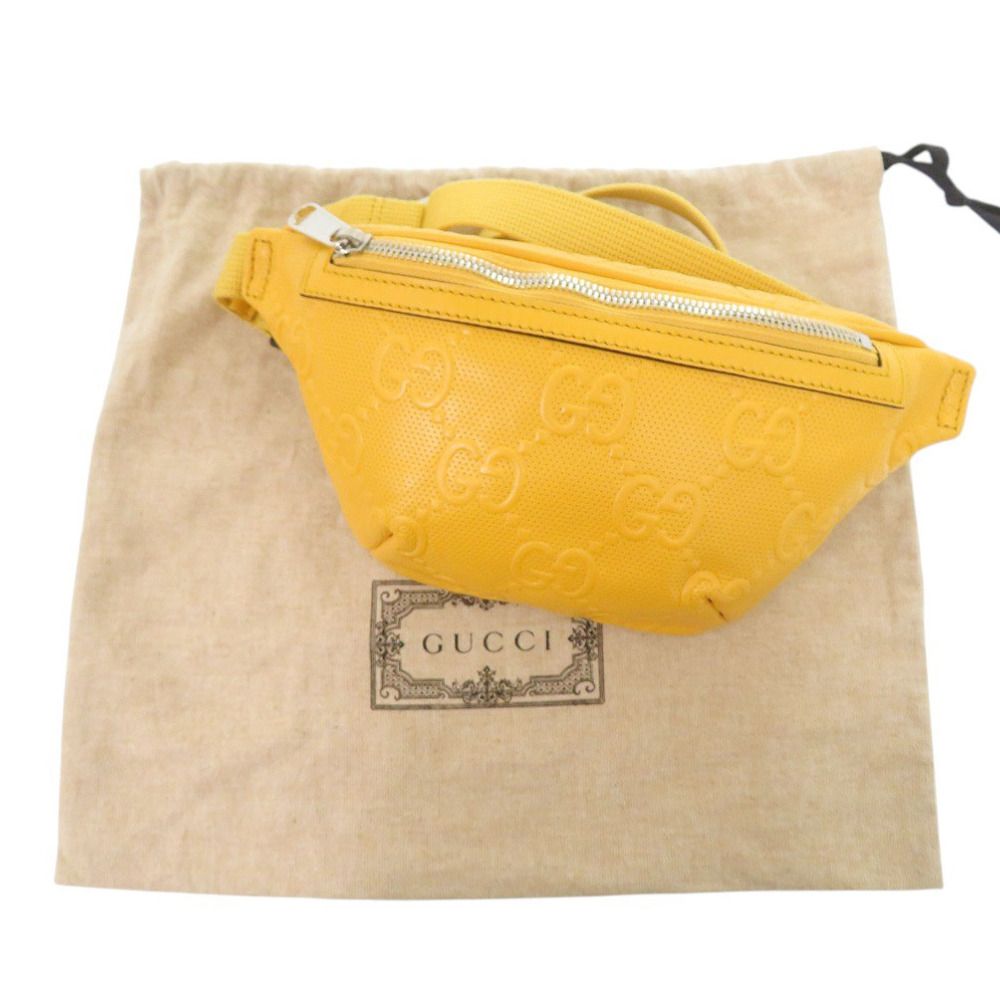 Gucci GG Embossed Leather Yellow Belt Bag — view 2
