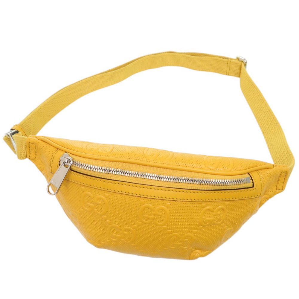 Gucci GG Embossed Leather Yellow Belt Bag