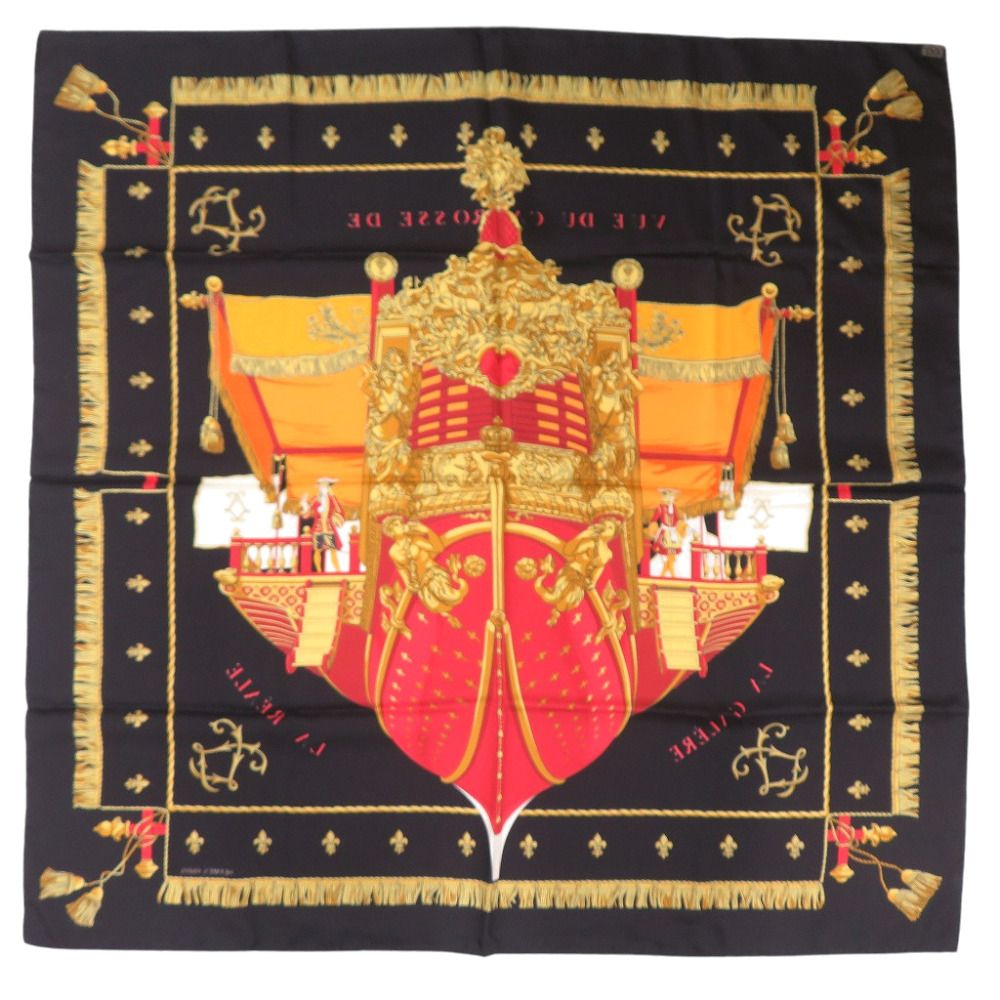 Hermes Carre 90 Queen's Coronation Vue du Carrosse de la Galere la Reale Silk — view 3