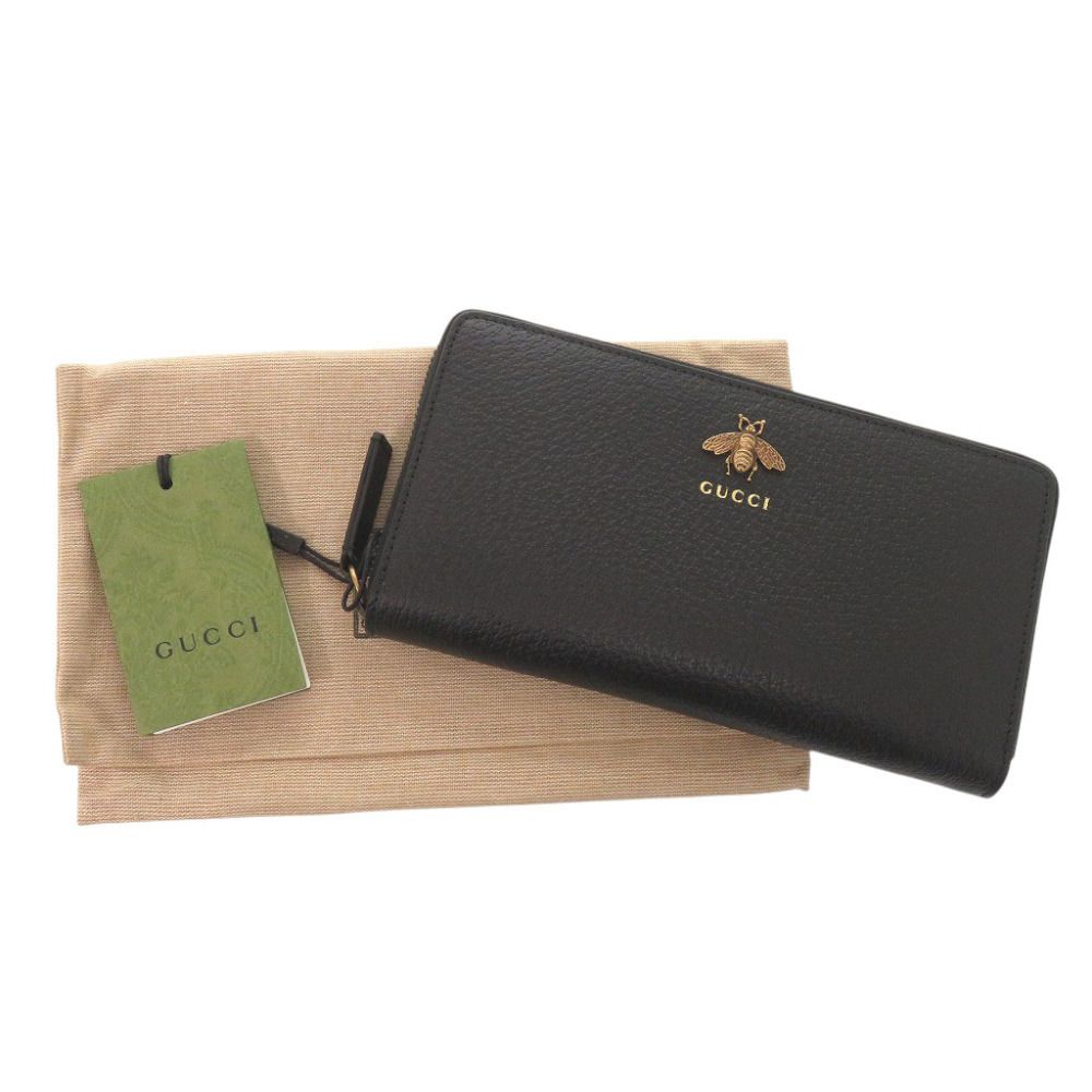 Gucci Animalier Leather Black Zip Around Wallet — view 2