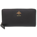 Gucci Animalier Leather Black Zip Around Wallet