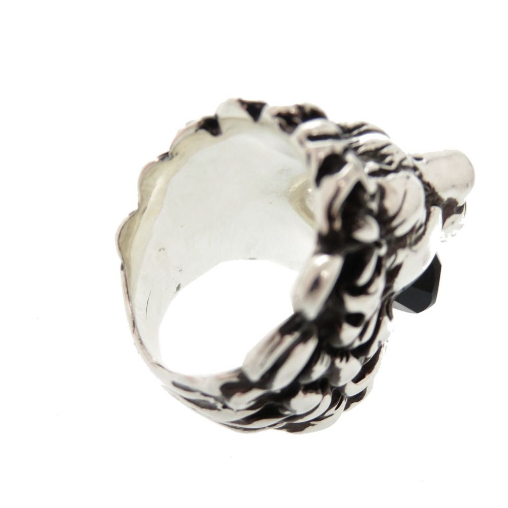 Gucci Lion Head Metal Stone Silver Ring — view 8
