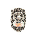 Gucci Lion Head Metal Stone Silver Ring