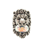 Gucci Lion Head Metal Stone Silver Ring