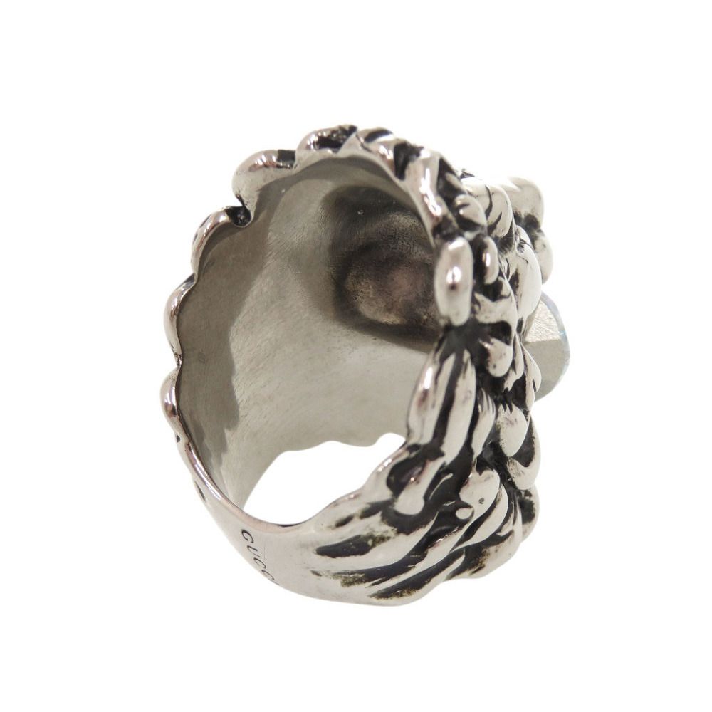 Gucci Lion Head Metal Stone Silver Ring — view 8