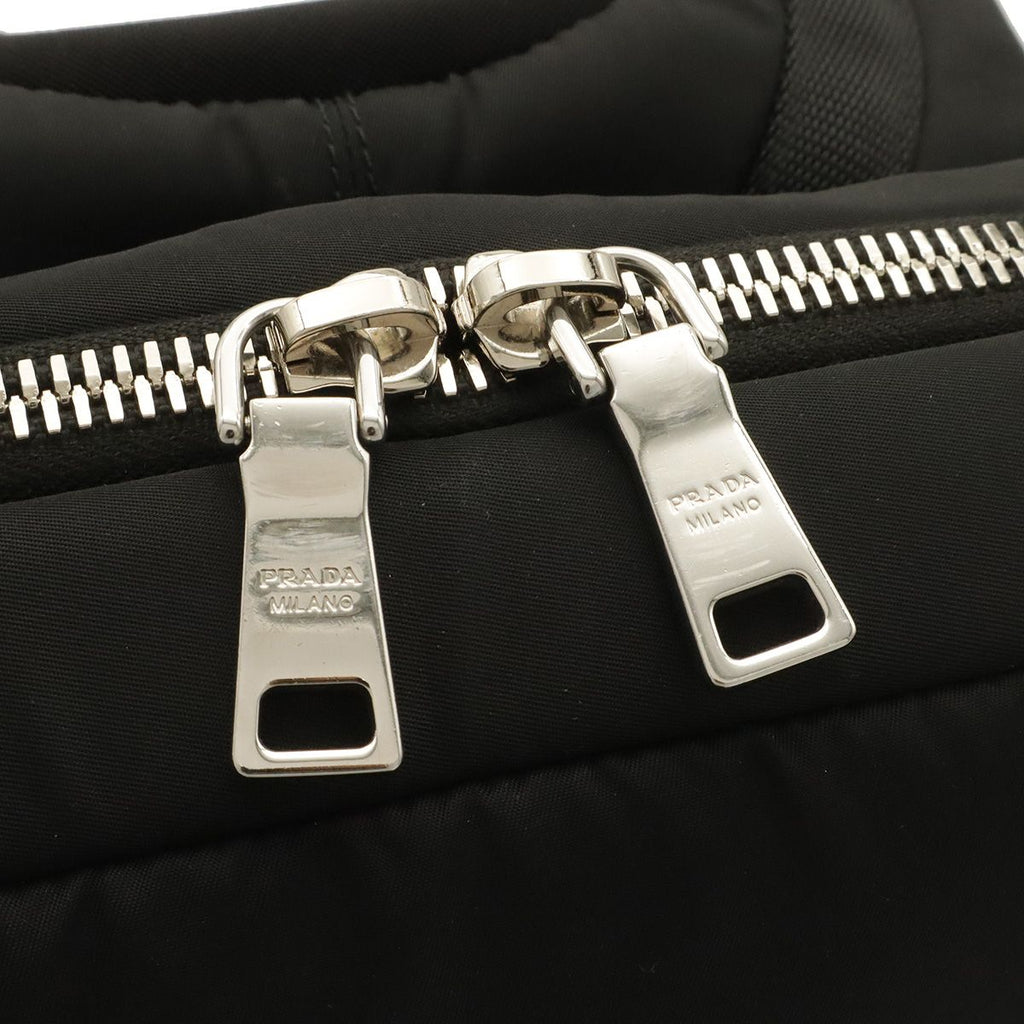 Prada Tessuto Pocket Rubber Logo Backpack Nylon Nero Black Khaki Green Silver — view 5