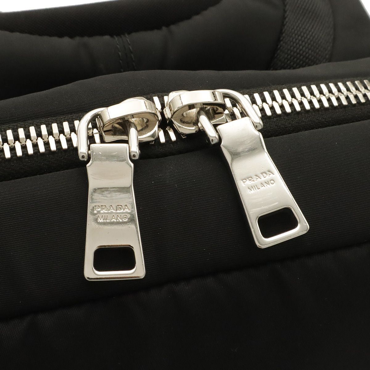 Prada Tessuto Pocket Rubber Logo Backpack Nylon Nero Black Khaki Green Silver — view 5