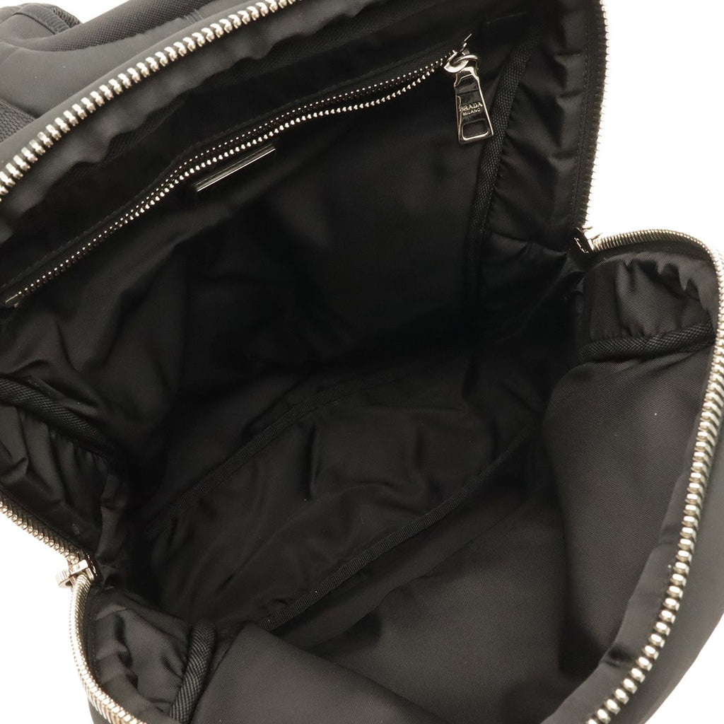 Prada Tessuto Pocket Rubber Logo Backpack Nylon Nero Black Khaki Green Silver — view 6