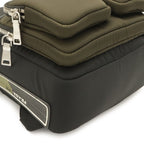 Prada Tessuto Pocket Rubber Logo Backpack Nylon Nero Black Khaki Green Silver — view 3