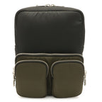 Prada Tessuto Pocket Rubber Logo Backpack Nylon Nero Black Khaki Green Silver