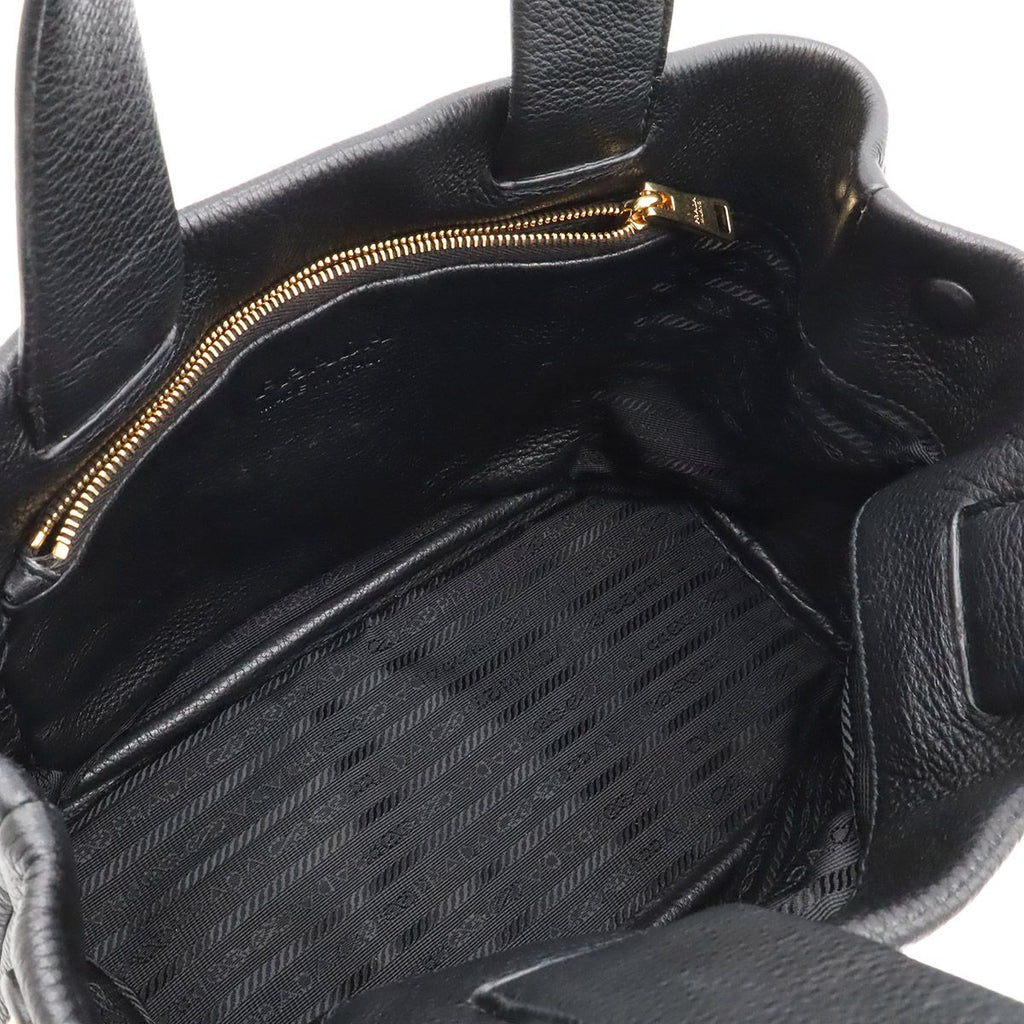 Prada Perforated Logo Tote Leather Nero Black — view 5