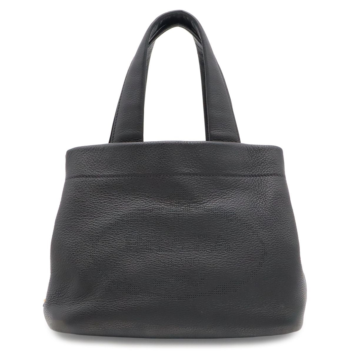 Prada Perforated Logo Tote Leather Nero Black