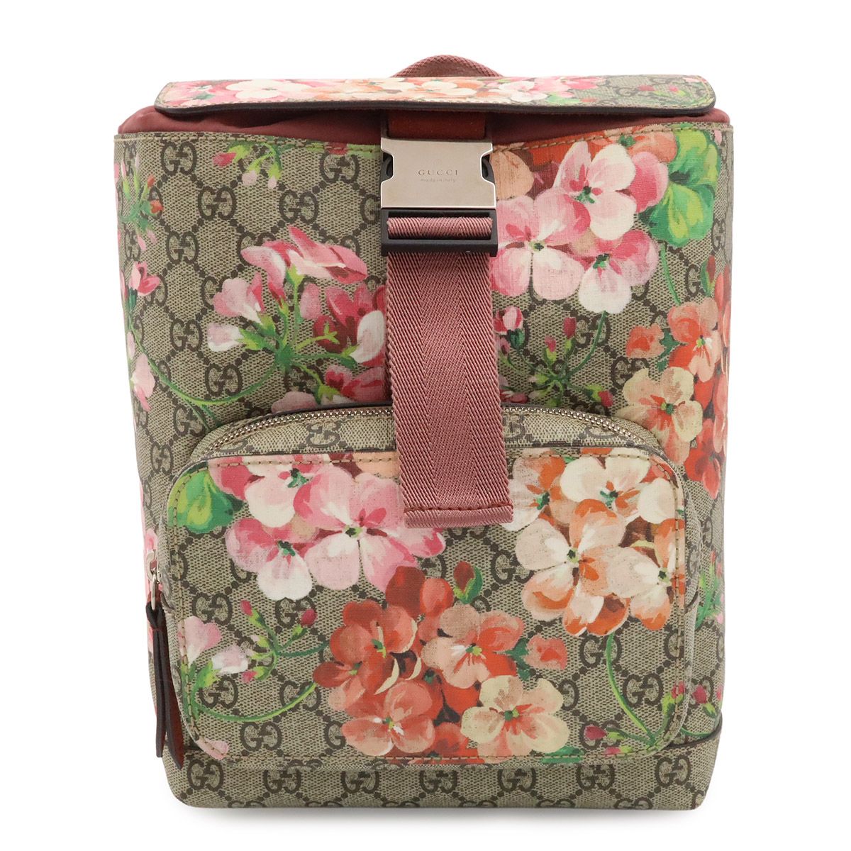 Gucci GG Blooms Supreme Backpack Flower Floral Pattern Beige Pink Multicolor