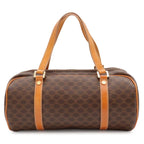 Celine Macadam Mini Boston Bag Leather Dark Brown Light Gold