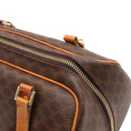 Celine Macadam Mini Boston Bag Leather Dark Brown Light Gold — view 7