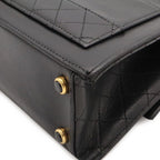 Chanel Quilted CC Logo Chain Shoulder Bag Pochette Leather Black Gold — view 2