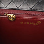 Chanel Quilted CC Logo Chain Shoulder Bag Pochette Leather Black Gold — view 8
