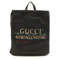 Gucci Print Coco Capitan Drawstring Backpack 2-Way Tote Leather Black