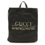 Gucci Print Coco Capitan Drawstring Backpack 2-Way Tote Leather Black