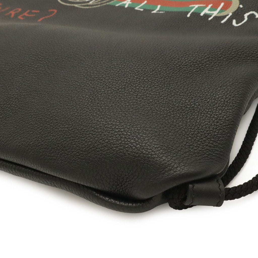 Gucci Print Coco Capitan Drawstring Backpack 2-Way Tote Leather Black — view 3