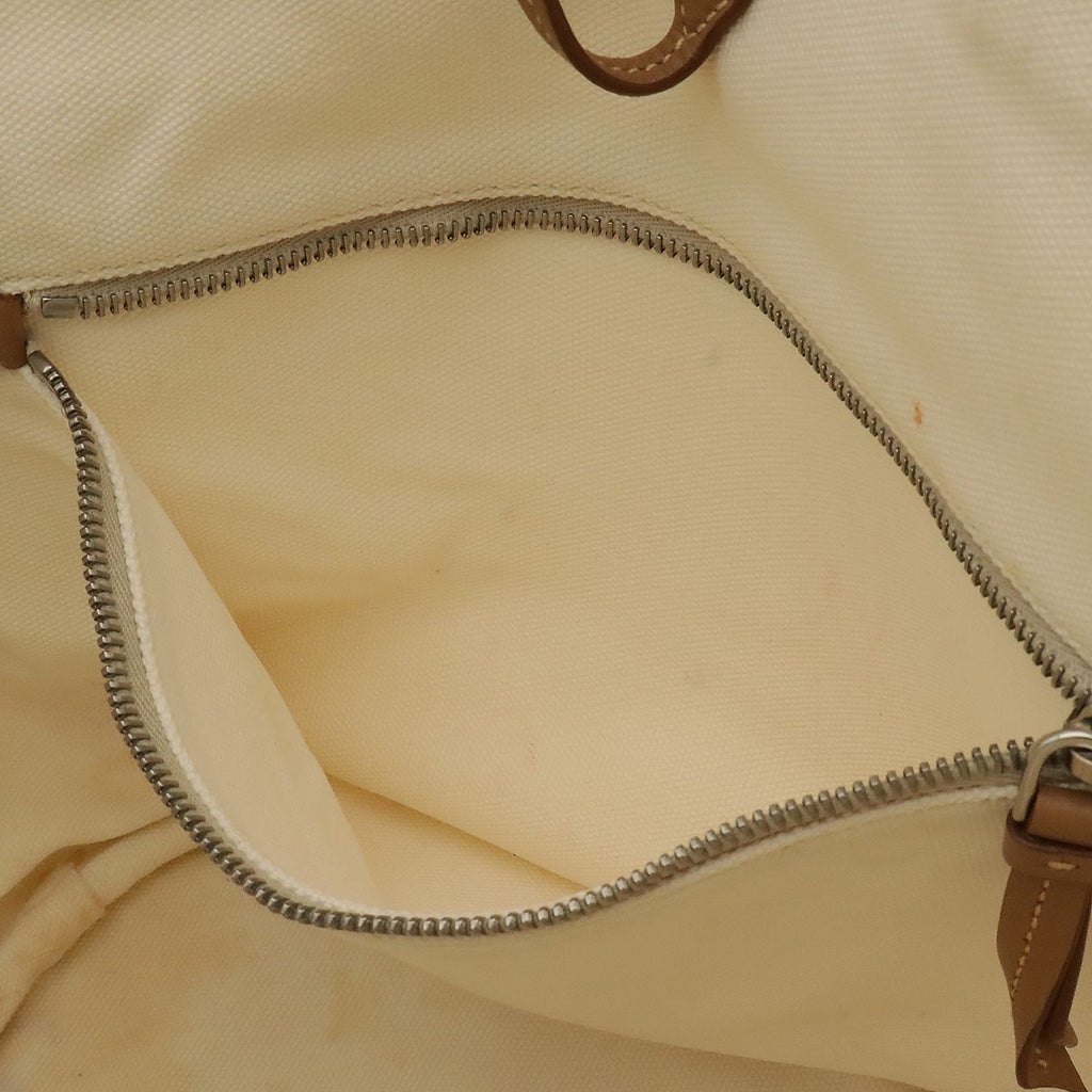 Prada Canapa Tote 2-Way Shoulder Bag Crossbody Canvas Leather Ivory White — view 8