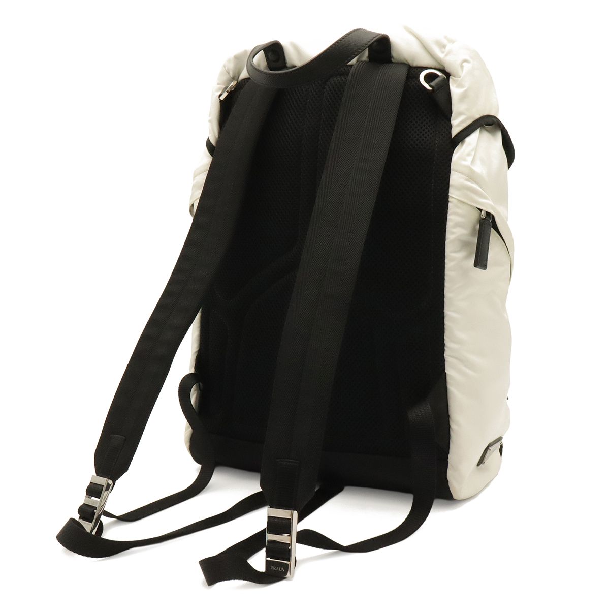 Prada Backpack Nylon Leather Bianco White Silver Domestic Boutique Purchase — view 2