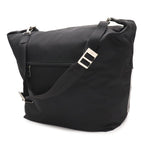 Prada Rubber Logo Shoulder Bag Nylon Leather Nero Black Silver — view 2
