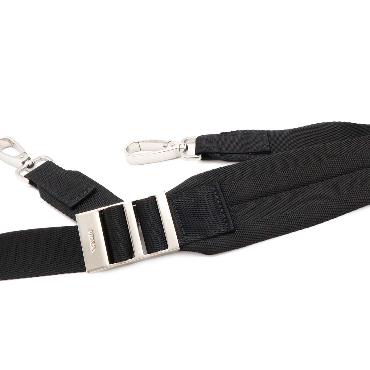 Prada Rubber Logo Shoulder Bag Nylon Leather Nero Black Silver — view 4
