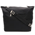 Prada Rubber Logo Shoulder Bag Nylon Leather Nero Black Silver