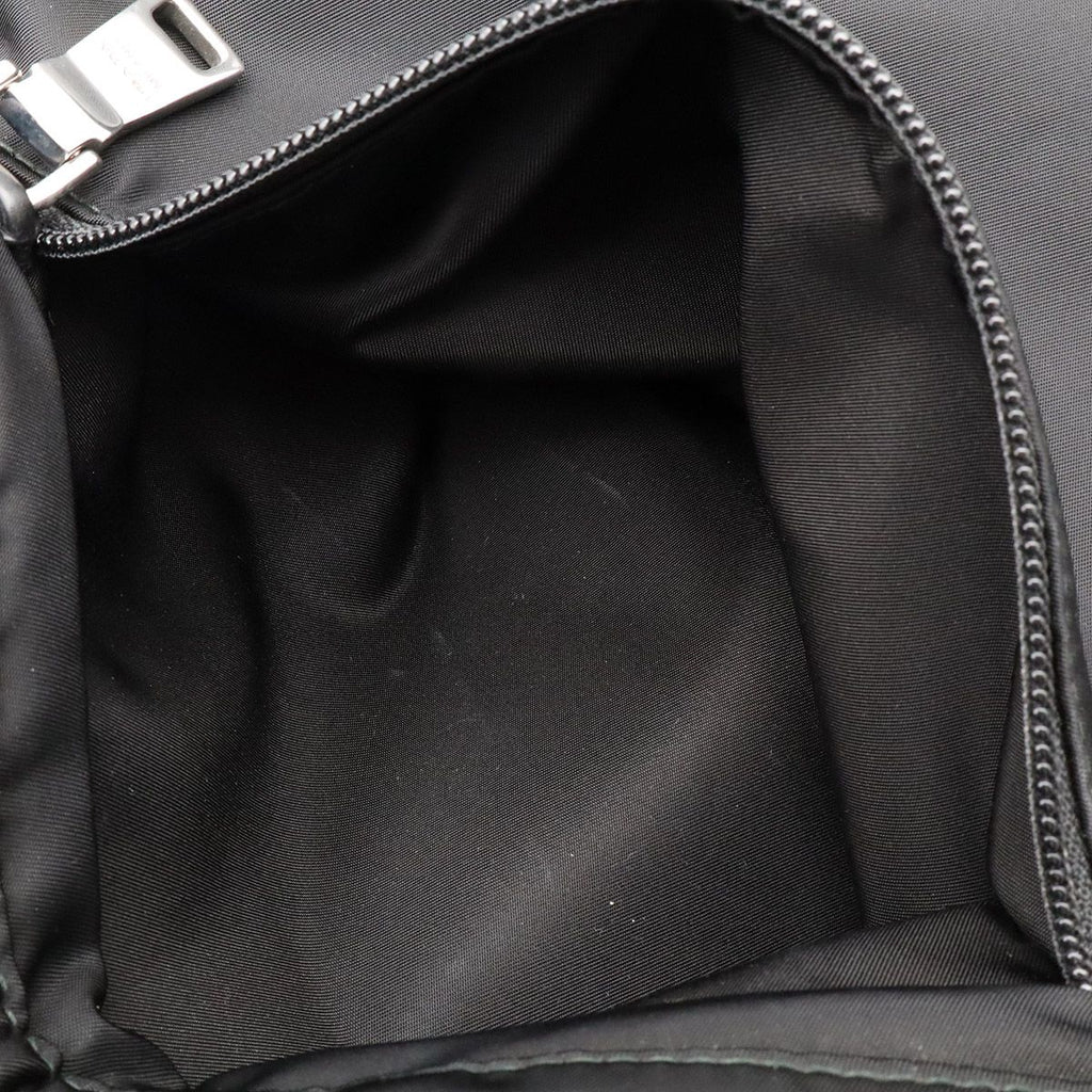 Prada Rubber Logo Shoulder Bag Nylon Leather Nero Black Silver — view 8