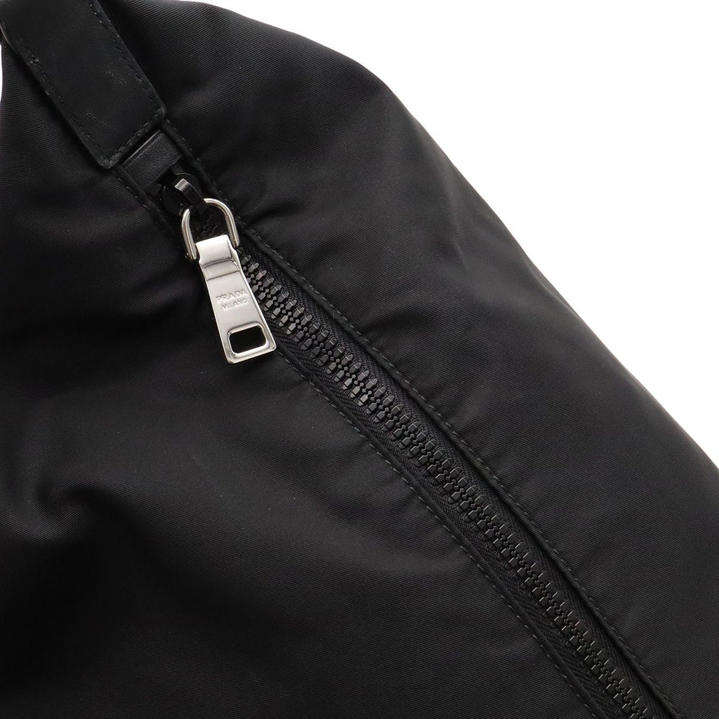 Prada Rubber Logo Shoulder Bag Nylon Leather Nero Black Silver — view 6