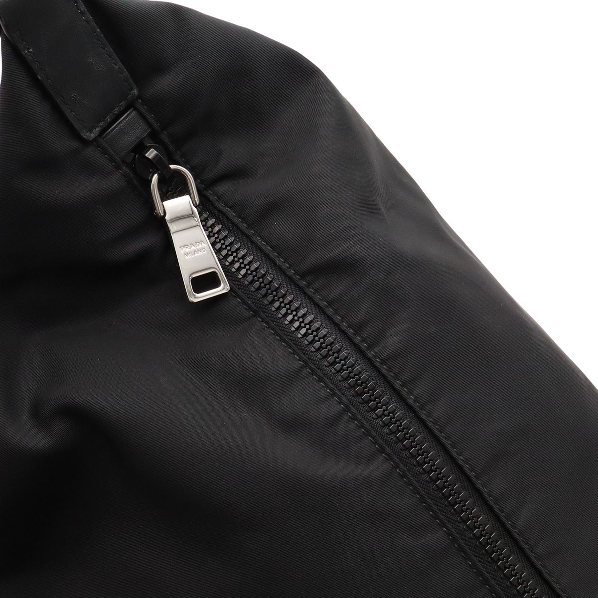 Prada Rubber Logo Shoulder Bag Nylon Leather Nero Black Silver — view 6