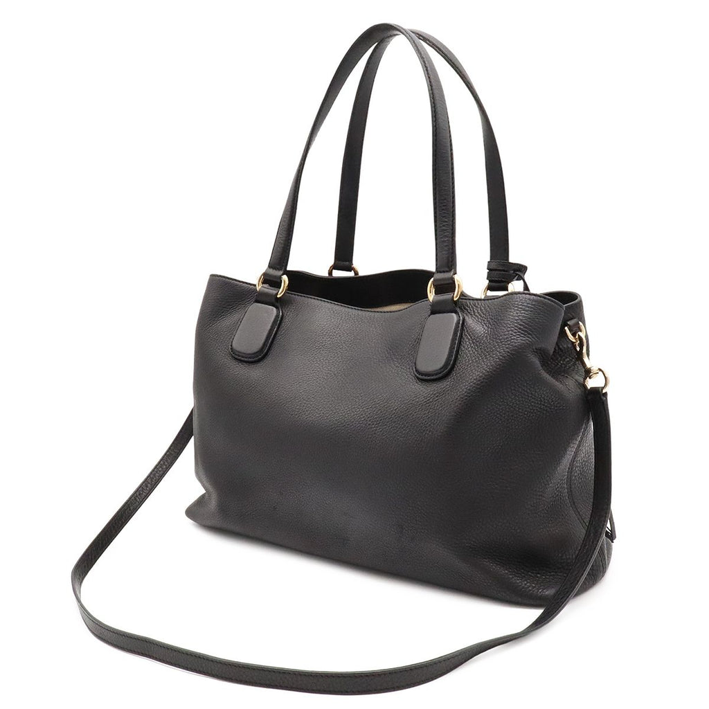 Gucci Soho Tote 2-Way Shoulder Bag Tassel Fringe Leather Black Gold — view 2
