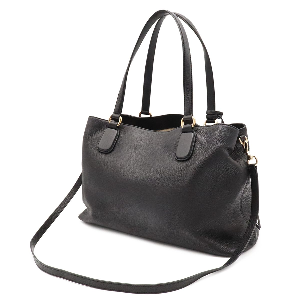 Gucci Soho Tote 2-Way Shoulder Bag Tassel Fringe Leather Black Gold — view 2