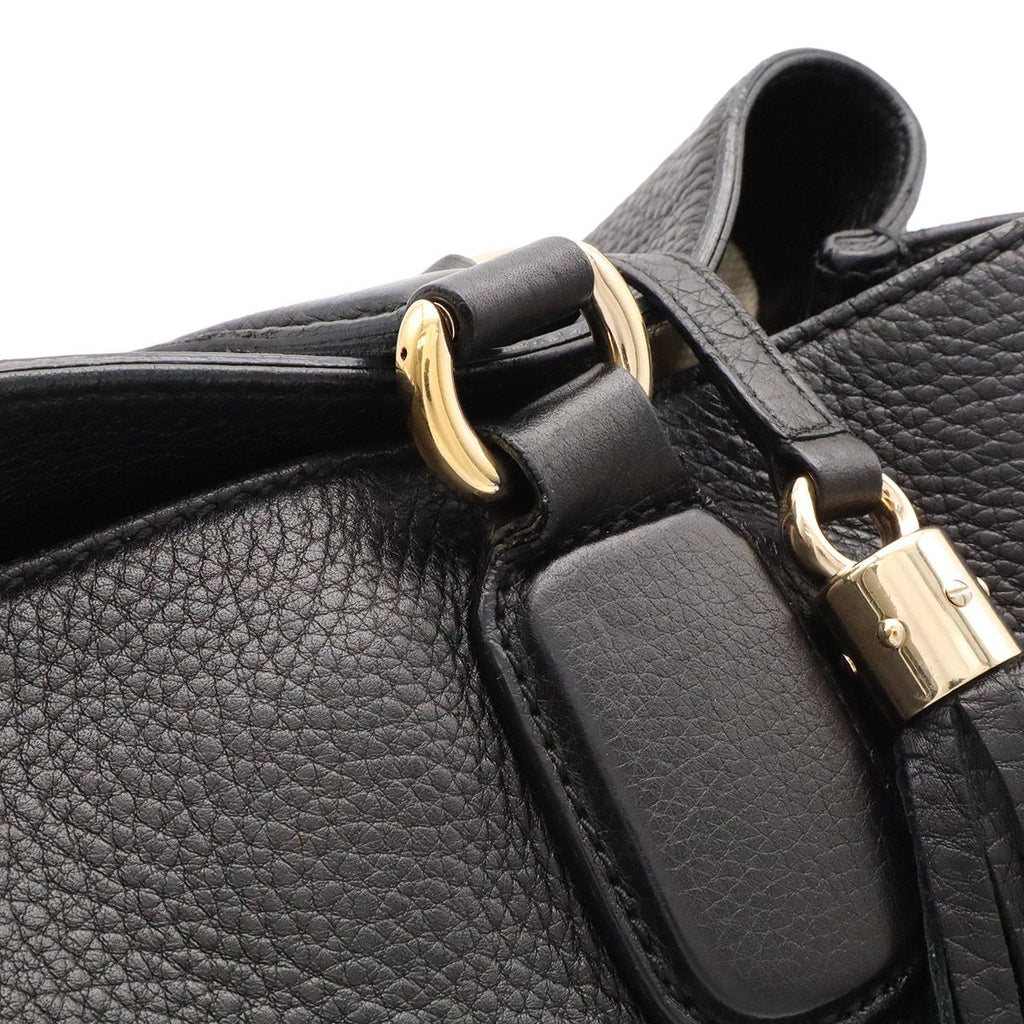 Gucci Soho Tote 2-Way Shoulder Bag Tassel Fringe Leather Black Gold — view 6