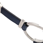 Prada Key Holder Charm Key Ring Saffiano Leather Metal Navy Silver Keychain — view 5