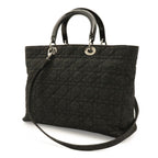 Dior Cannage Tote 2-Way Shoulder Bag Denim Black Silver — view 2
