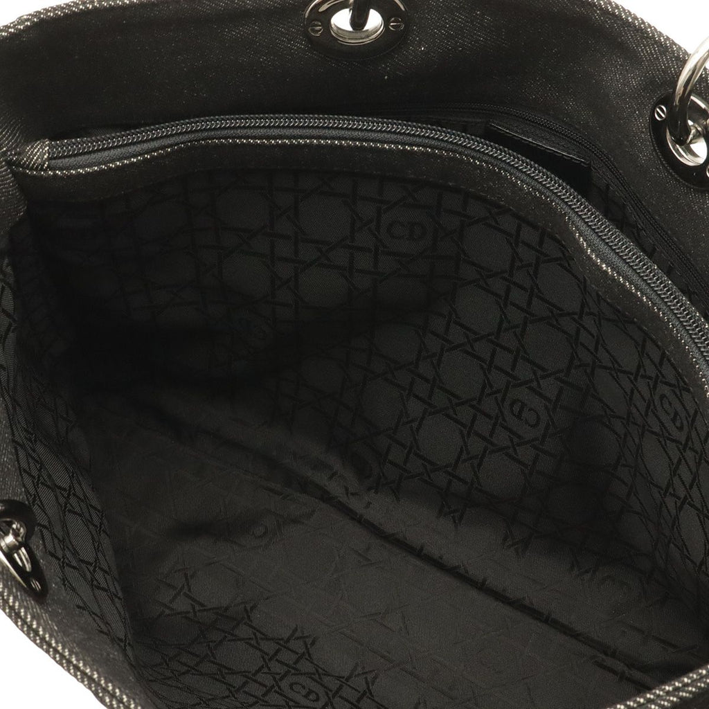 Dior Cannage Tote 2-Way Shoulder Bag Denim Black Silver — view 6