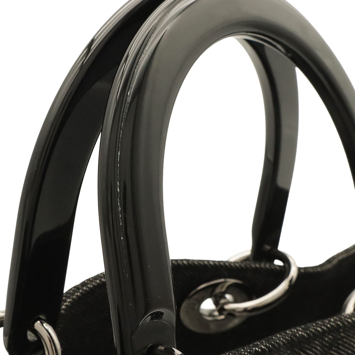 Dior Cannage Tote 2-Way Shoulder Bag Denim Black Silver — view 5