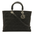 Dior Cannage Tote 2-Way Shoulder Bag Denim Black Silver