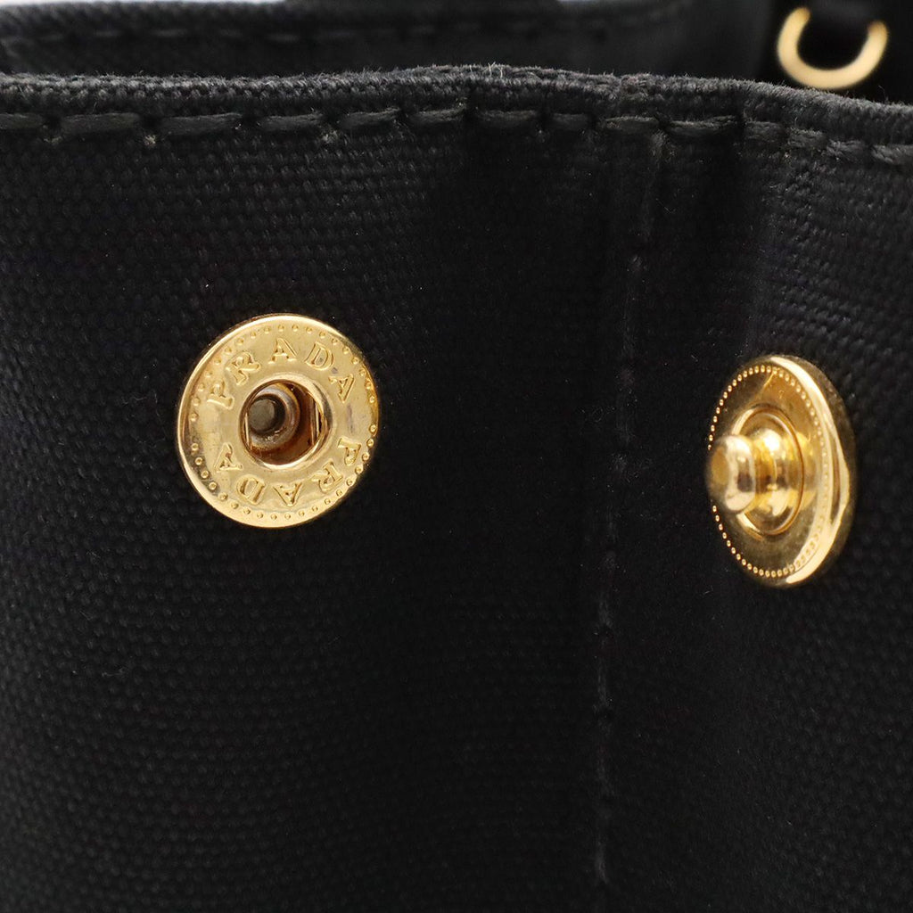 Prada Canapa Tote 2-Way Shoulder Bag Canvas Nero Black Gold — view 6