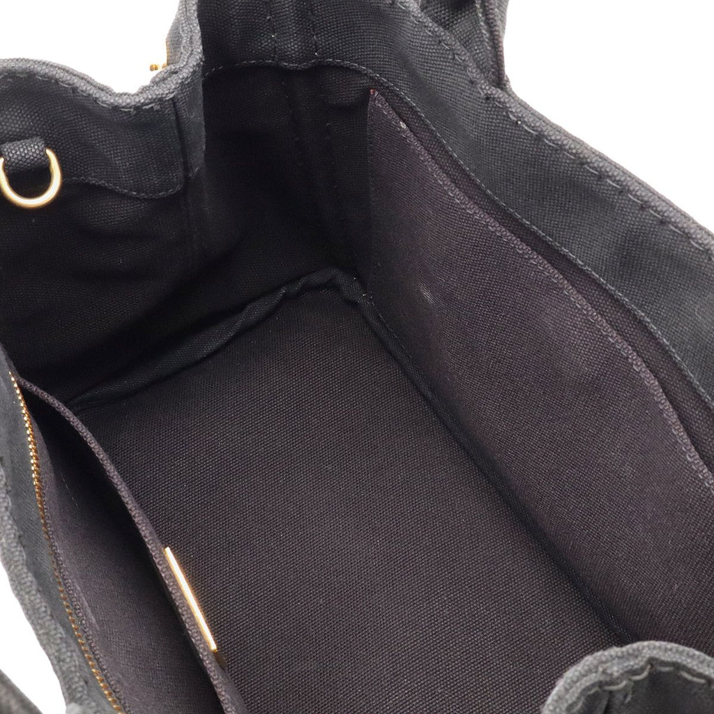 Prada Canapa Tote 2-Way Shoulder Bag Canvas Nero Black Gold — view 7